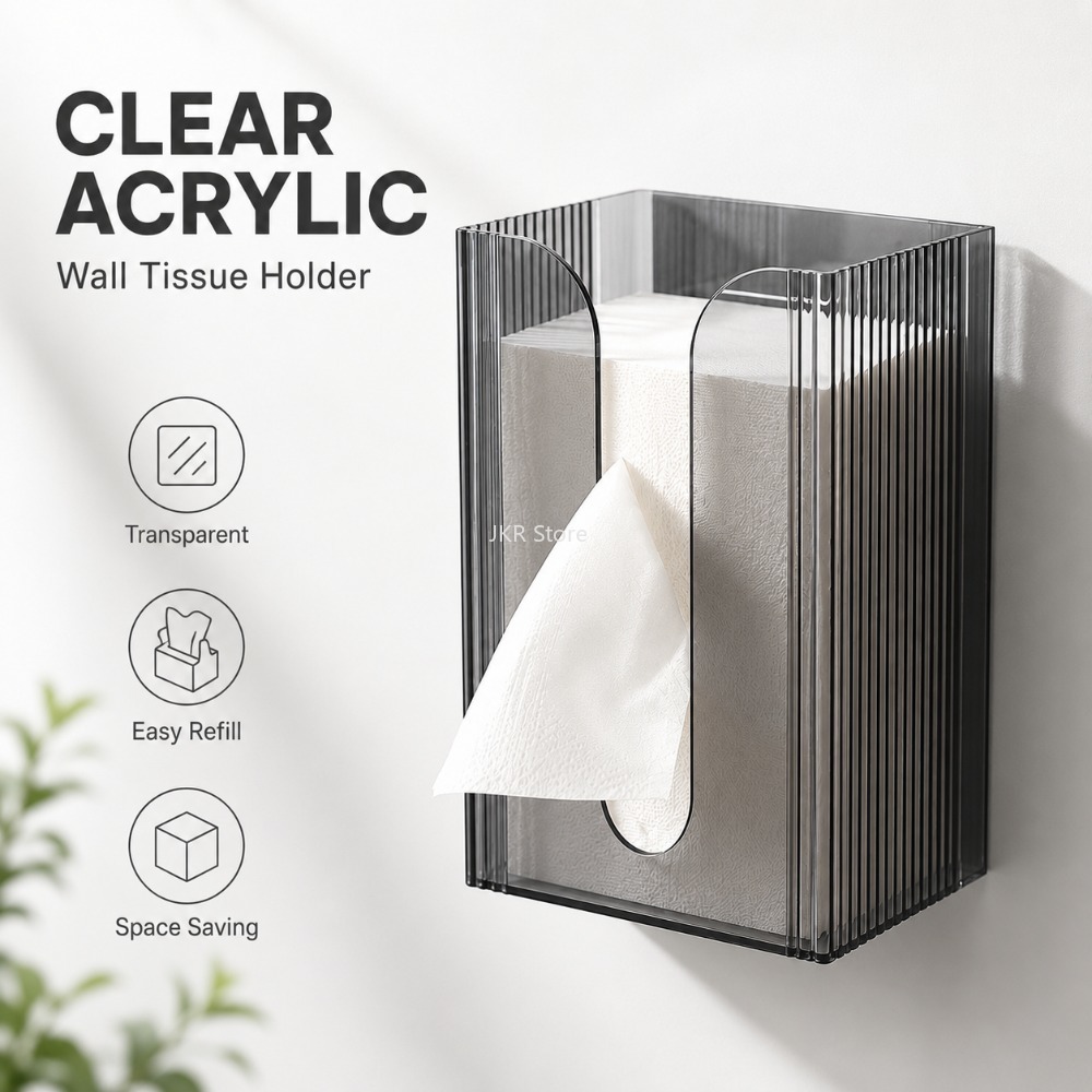 Home Bathroom Towel Dispenser - Transparent Acrylic Tissue Box Holder 1/2Pcs