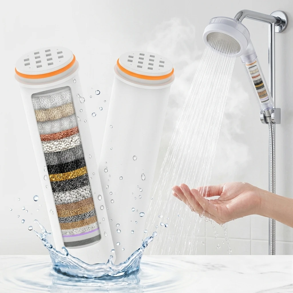 Home Bathroom Water Filter - 2Pcs Shower Head Replacement Filter Removing