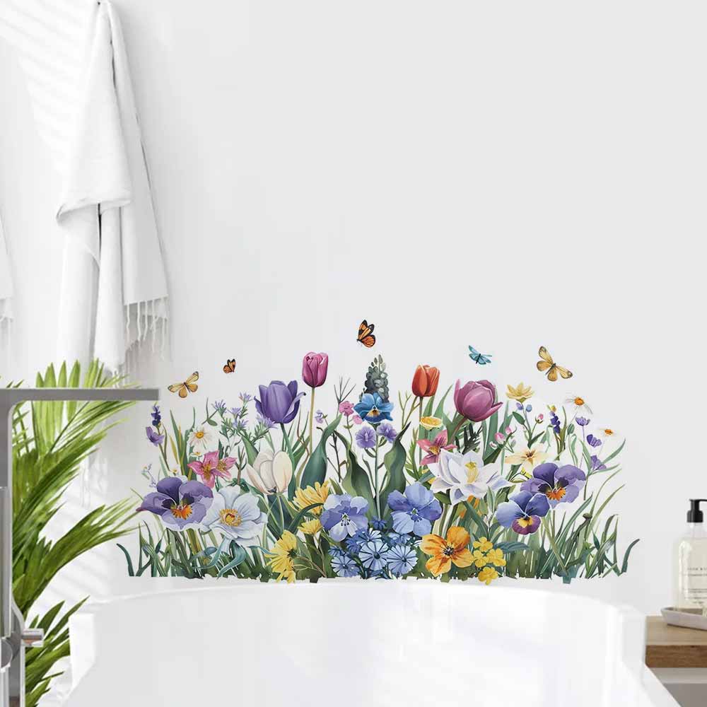 Home Bathroom Tiles - Tulip Butterfly Window Stickers Home Decorative