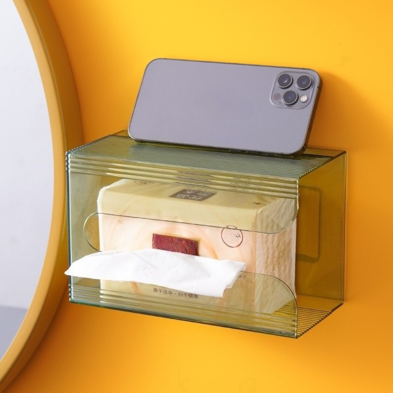 Home Bathroom Towel Dispenser - Wall Mounted Acrylic Tissue Box Transparent