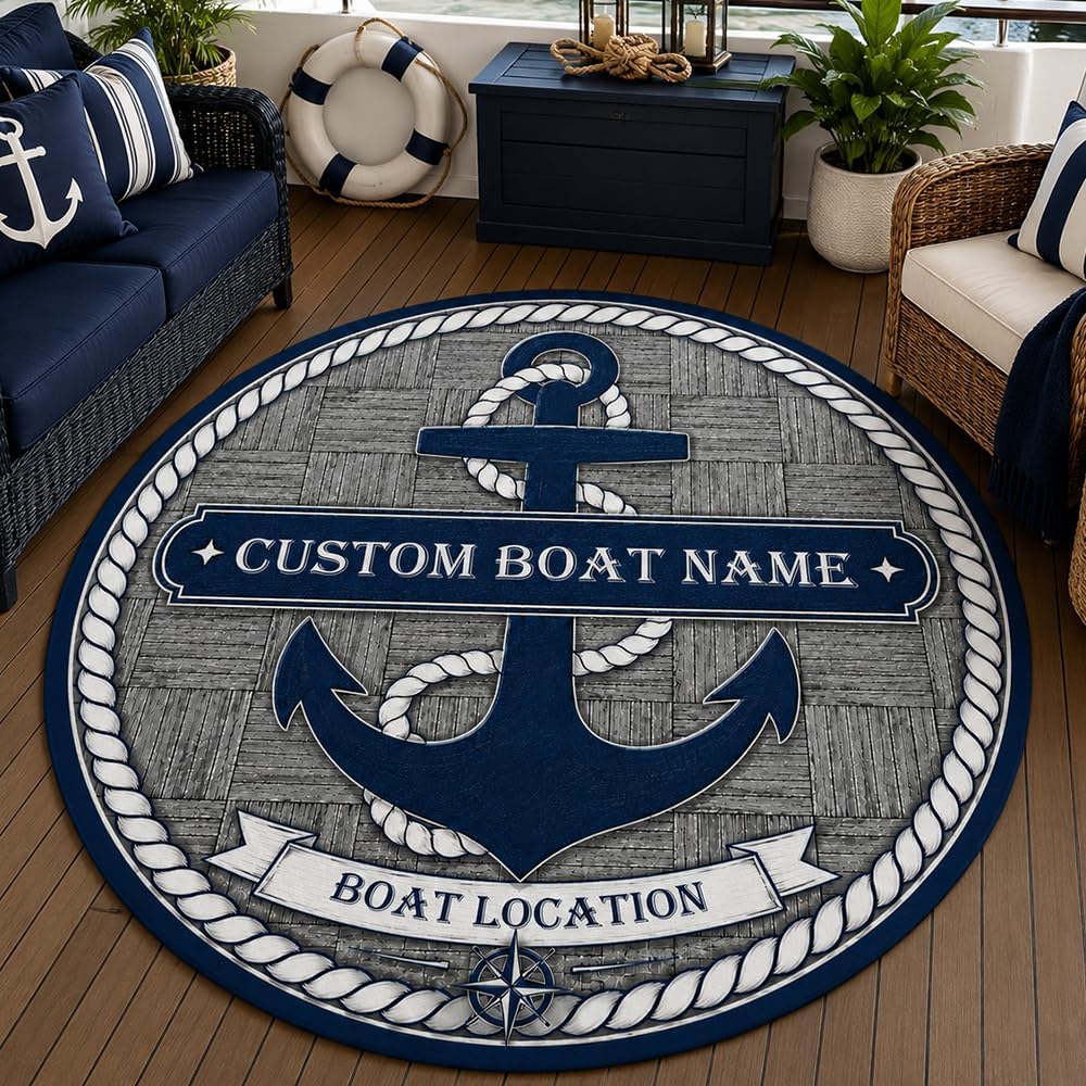 Home Bathroom Name - Custom Nautical Anchor Doormat Mat Personalized