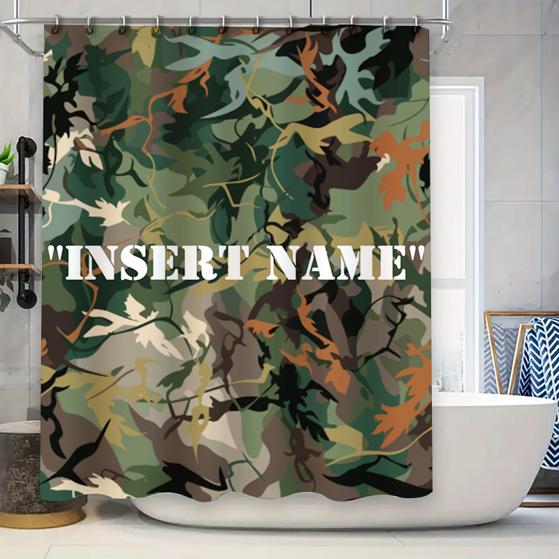 Home Bathroom Name - Personalized Camouflage Print Shower Curtain Customizable