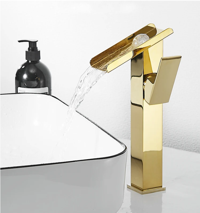 Becola Gold Brass Waterfall Wa - Home Bathroom Wash Basin ulasan dan harga