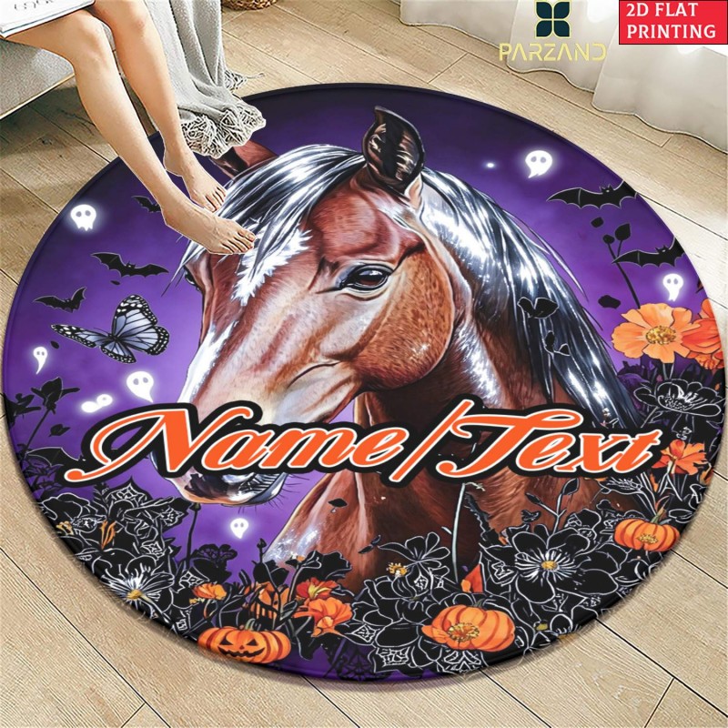 Round Halloween Horse Rug Cust - Home Bathroom Name ulasan dan harga