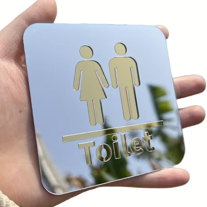 3.94-inch Acrylic Toilet Sign  - Jet Home Bathroom Mirrors ulasan dan harga