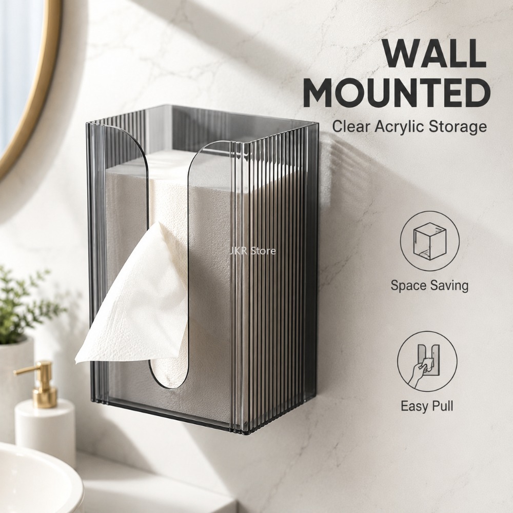 Transparent Acrylic Tissue Box - Home Bathroom Towel Dispenser ulasan dan harga