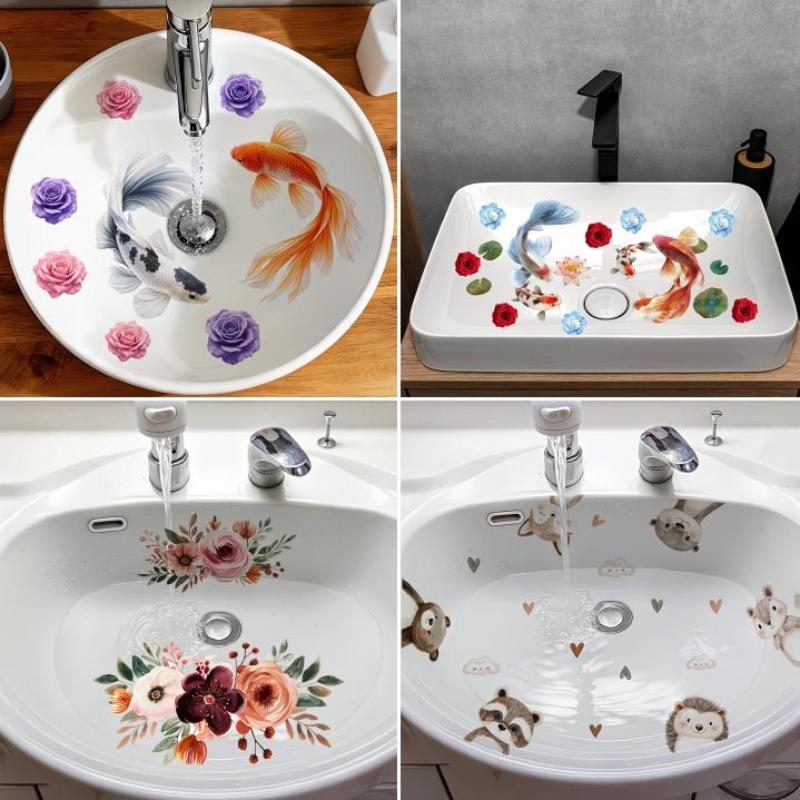 New Lucky Koi Floral Washbasin - Home Bathroom Wash Basin ulasan dan harga