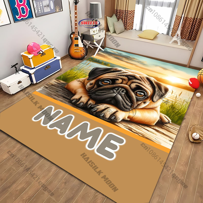 Personalized Pug Dog Area Rug, - Home Bathroom Name ulasan dan harga