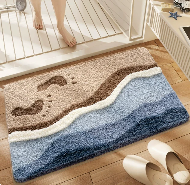Tufted Sea Pattern Bedroom Rug - Home Bathroom Carpet ulasan dan harga