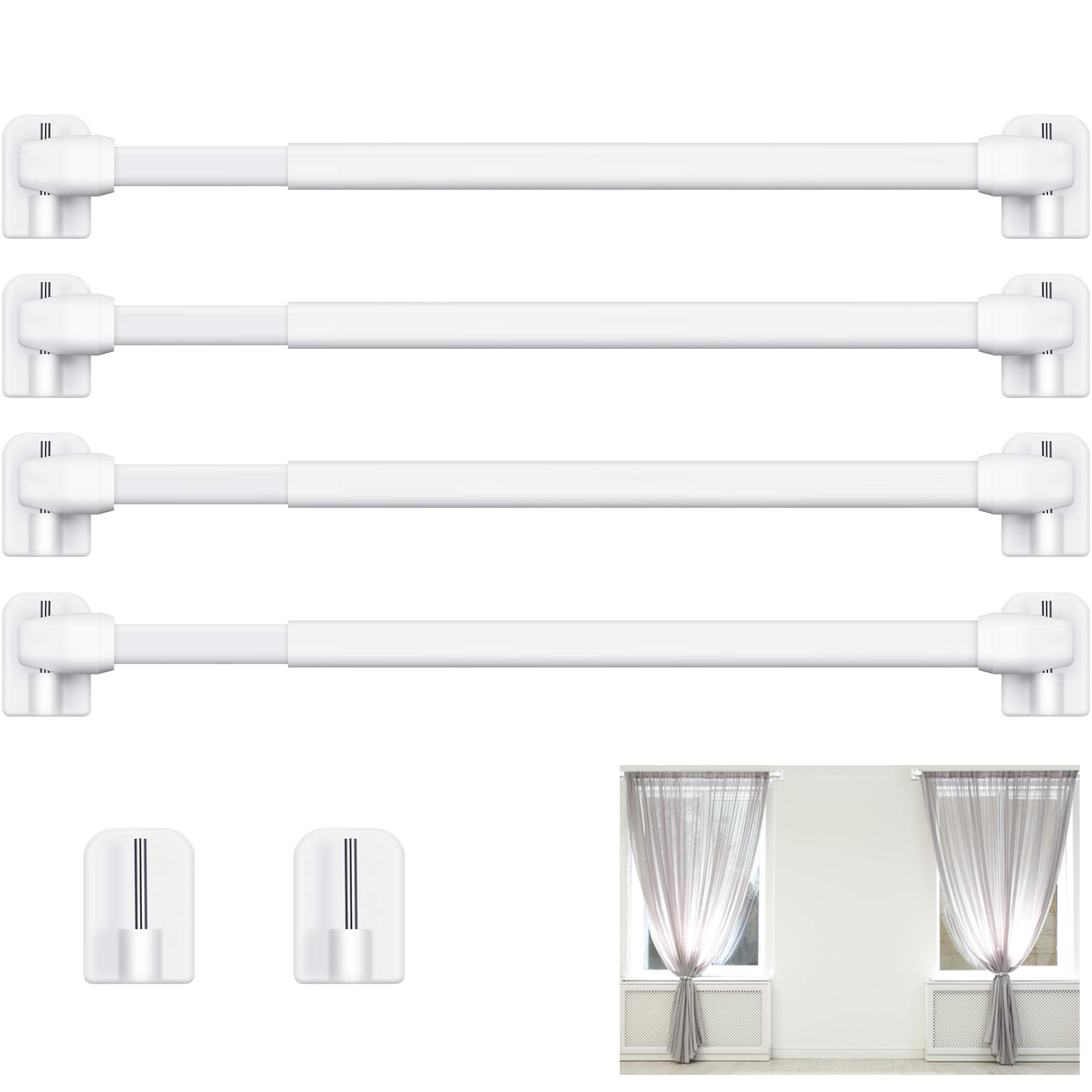 4Pcs Adjustable Curtain Rod Ba - Home Bathroom Window ulasan dan harga