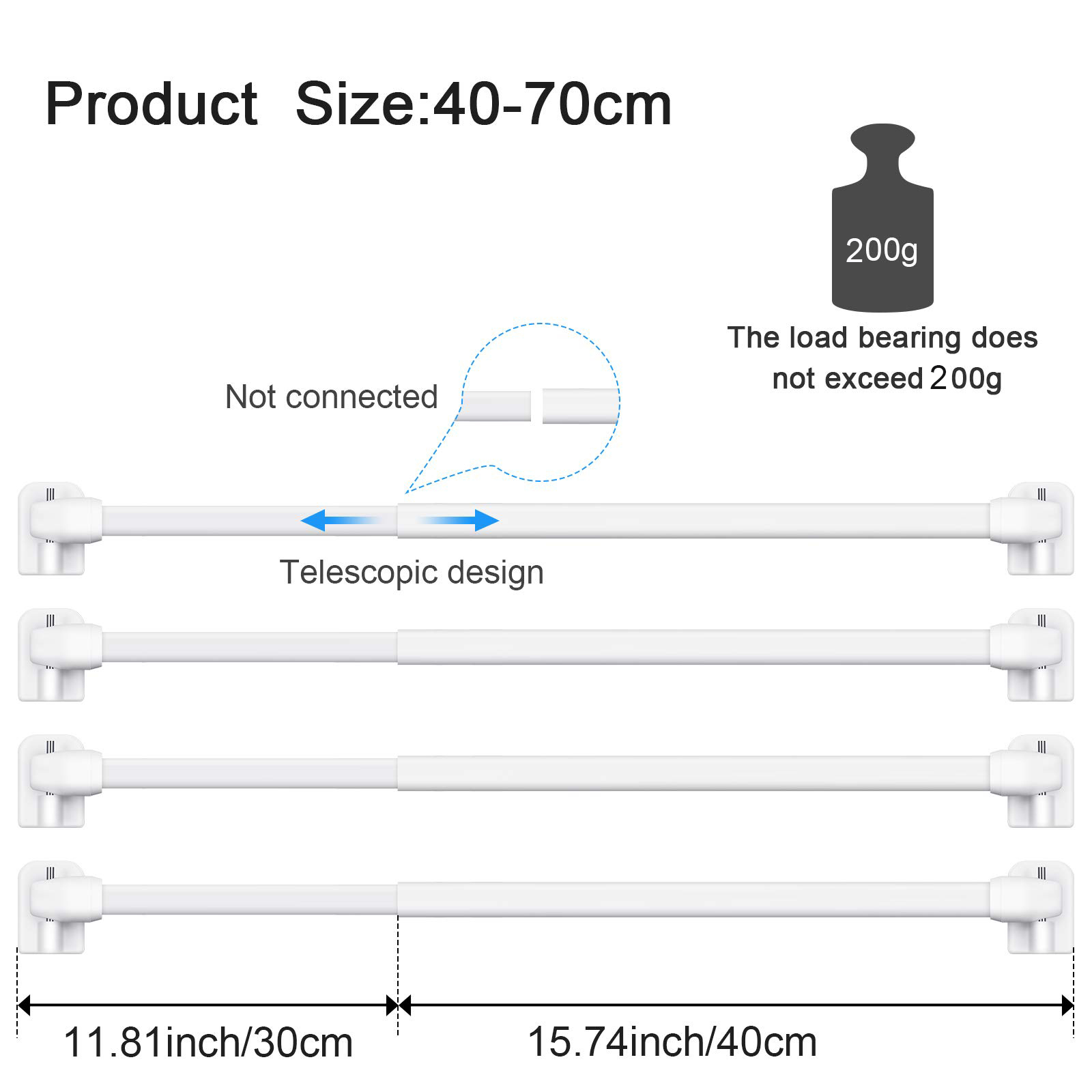 4Pcs Adjustable Curtain Rod Ba - Home Bathroom Window ulasan dan harga