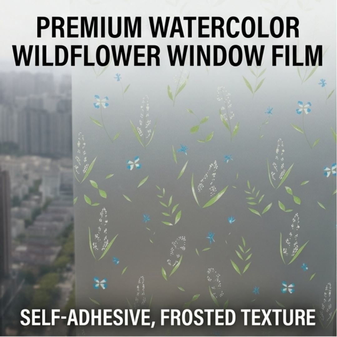 Self Adhesive Fresh Floral Lea - Home Bathroom Window ulasan dan harga