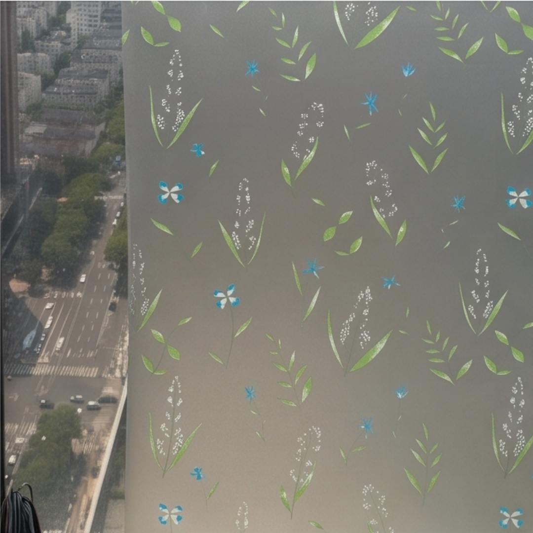 Self Adhesive Fresh Floral Lea - Home Bathroom Window ulasan dan harga