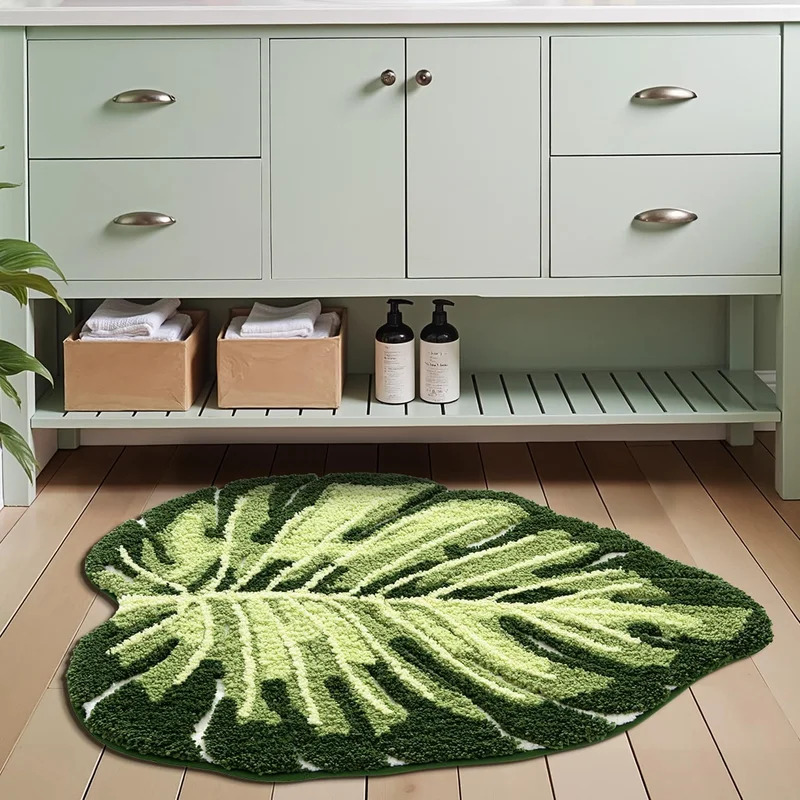 VIKAMA Non-Slip Bath Mat Green - Home Bathroom Carpet ulasan dan harga