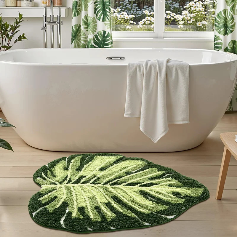 VIKAMA Non-Slip Bath Mat Green - Home Bathroom Carpet ulasan dan harga