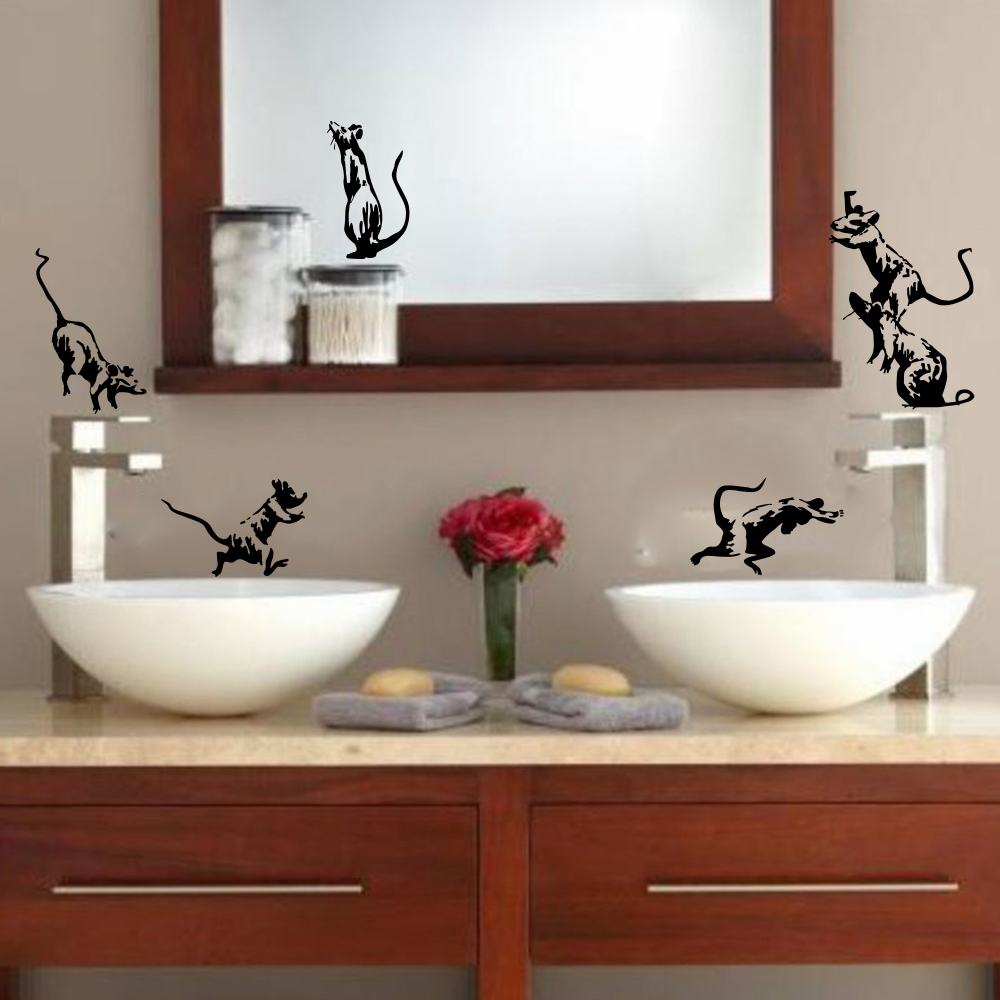 5Pcs Banksy Toilet Rats Wall S - Home Bathroom Window ulasan dan harga