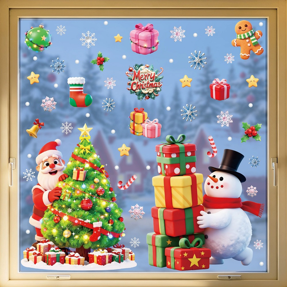 Snowman Santa Claus Christmas  - Home Bathroom Window ulasan dan harga