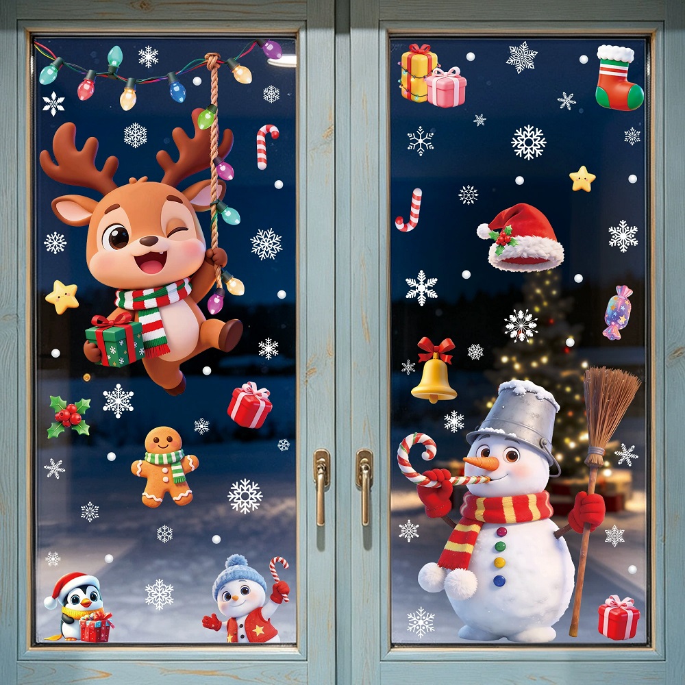 Snowman Santa Claus Christmas  - Home Bathroom Window ulasan dan harga