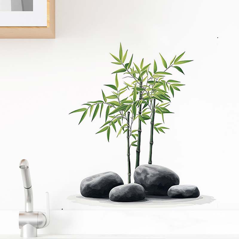Ink Bamboo Wall Sticker Bathro - Home Bathroom Tiles ulasan dan harga