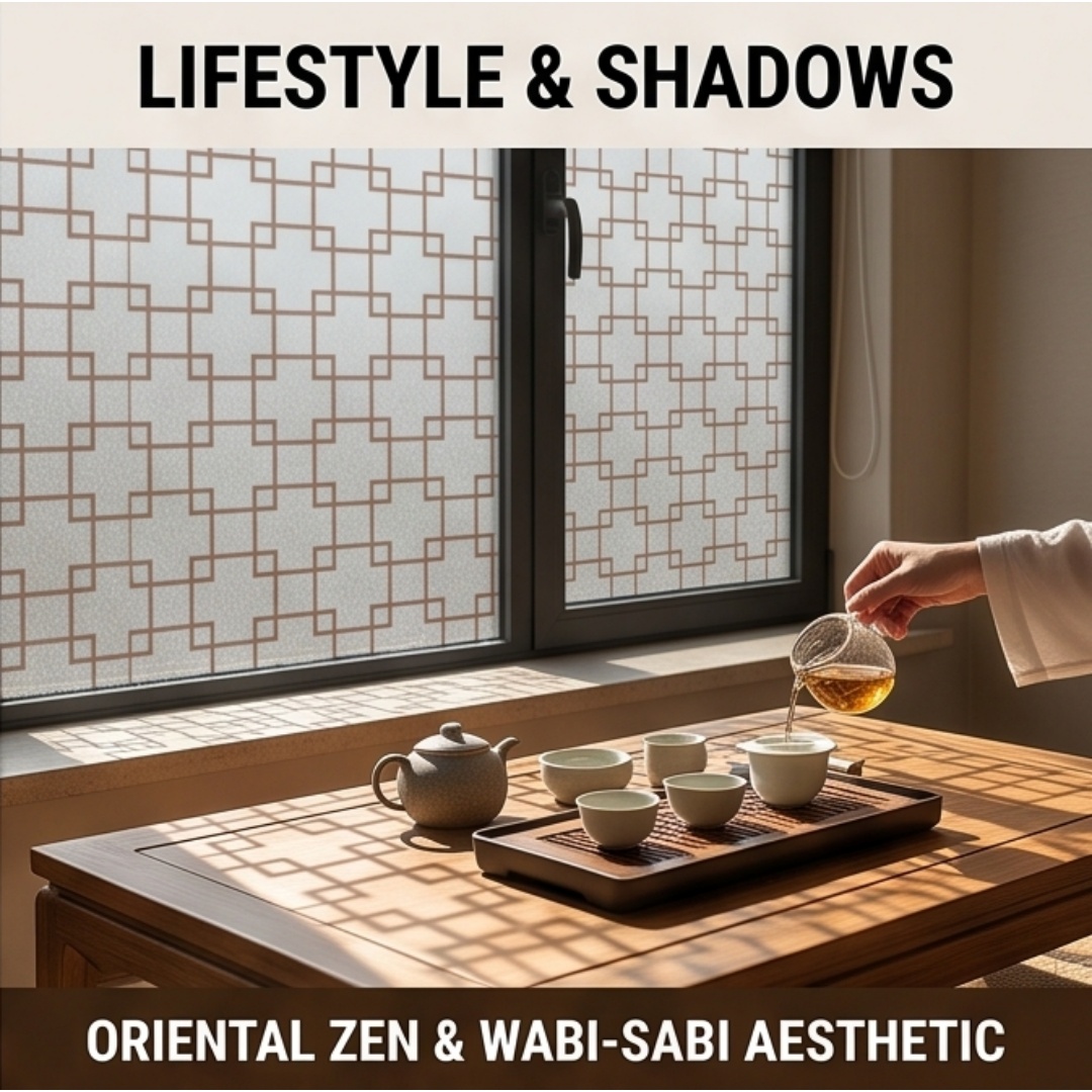 Oriental Lattice Square Printe - Home Bathroom Window ulasan dan harga