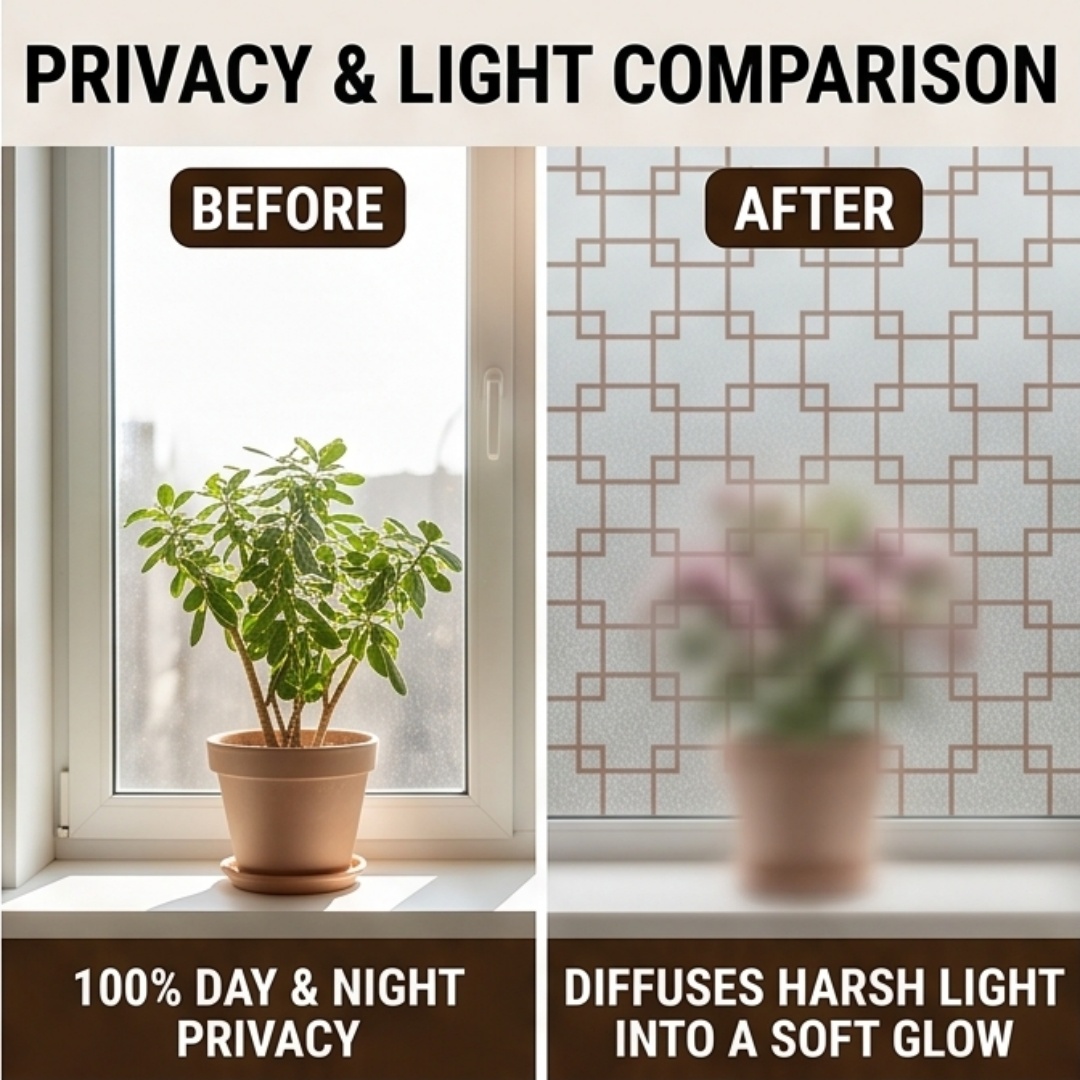 Oriental Lattice Square Printe - Home Bathroom Window ulasan dan harga