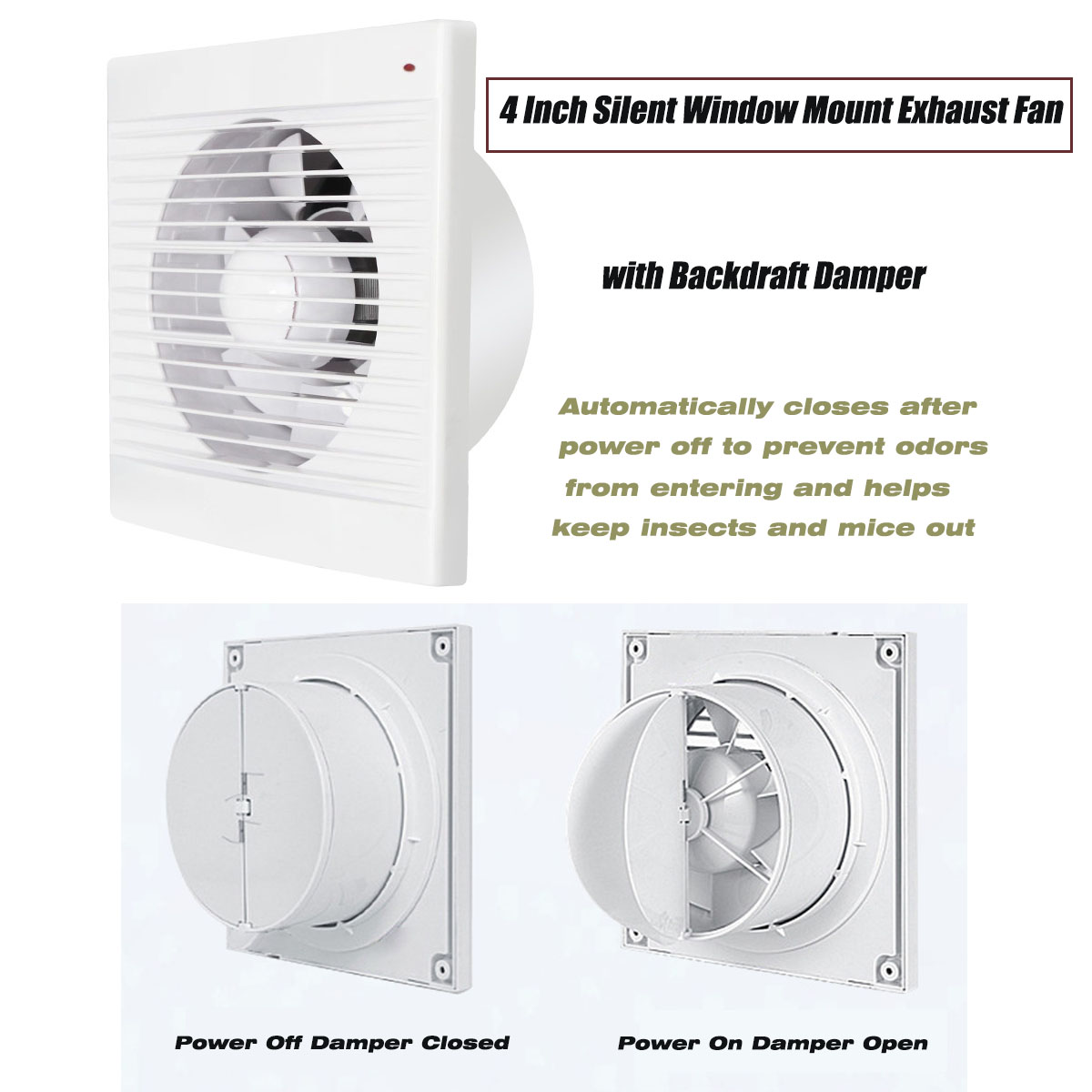 4 Inch Silent Window Mount Exh - Home Bathroom Vent ulasan dan harga