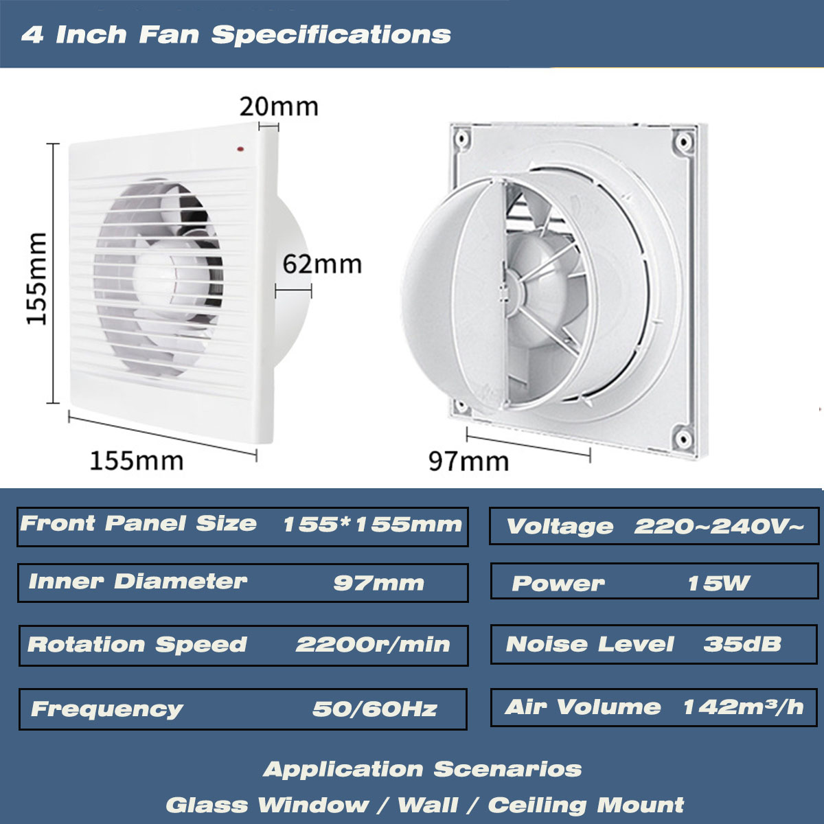 4 Inch Silent Window Mount Exh - Home Bathroom Vent ulasan dan harga