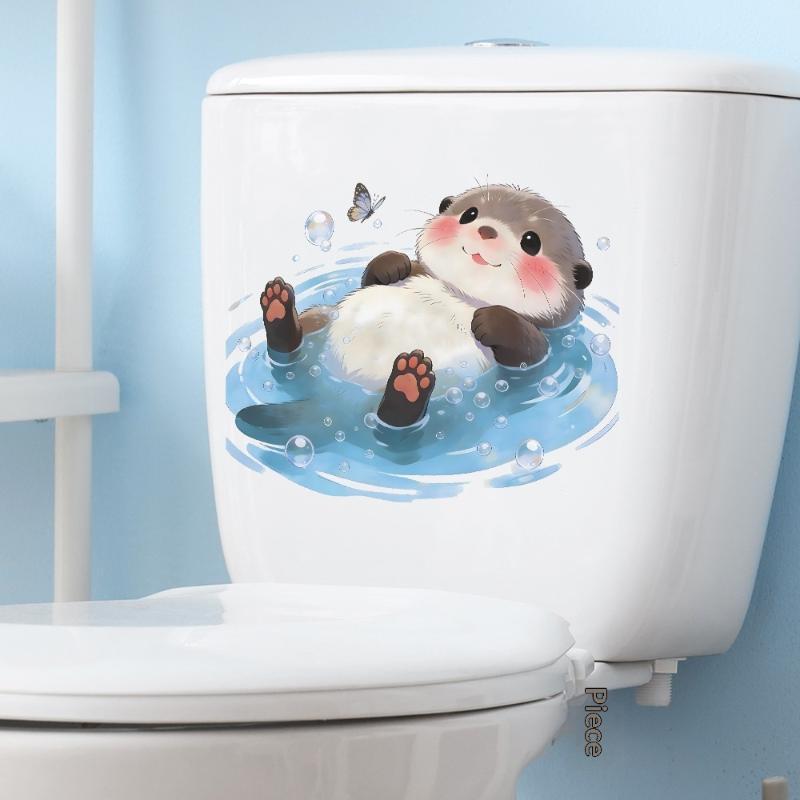 Cute Otter Toilet Tank Sticker - Jet Home Bathroom Accessories ulasan dan harga