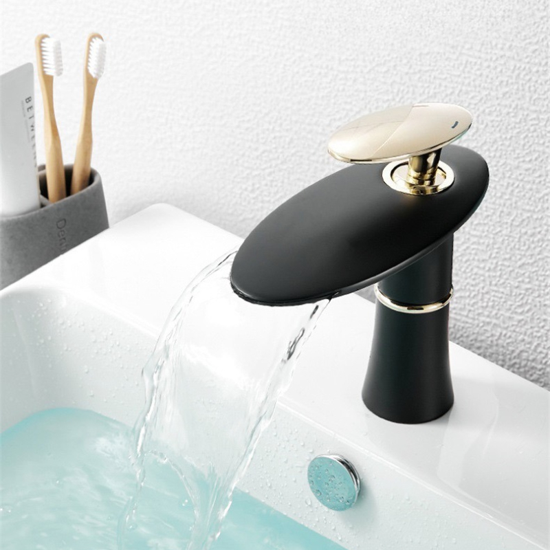 White/Black Gold Waterfall Bas - Home Hardware Bathroom Sinks ulasan dan harga
