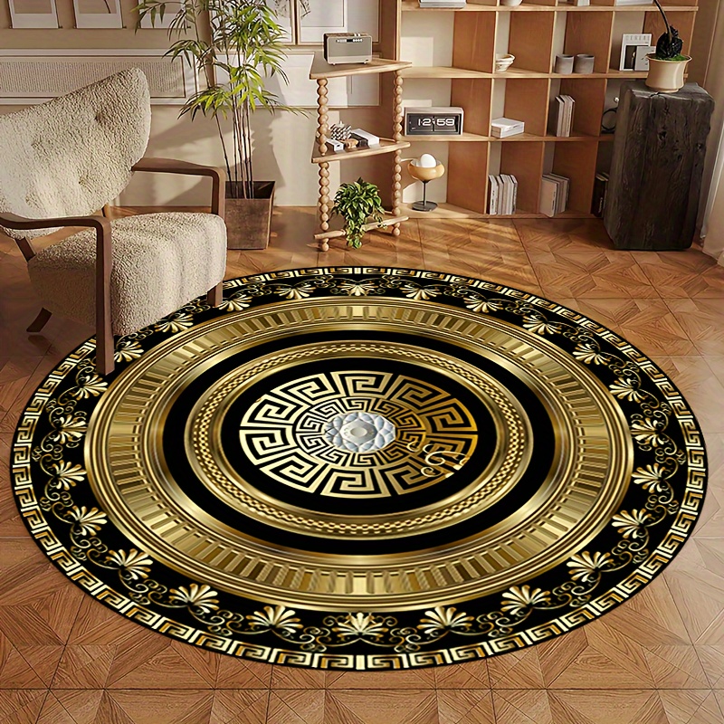 Greek Key Pattern Round Rug Fl - Home Bathroom Carpet ulasan dan harga