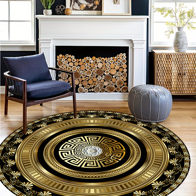 Greek Key Pattern Round Rug Fl - Home Bathroom Carpet ulasan dan harga