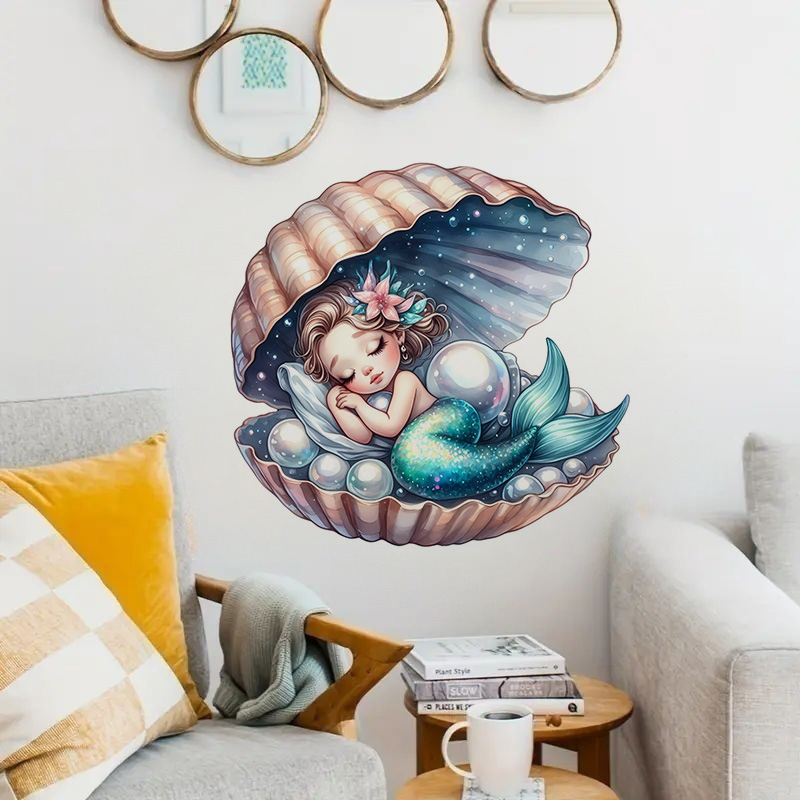 Pretty Mermaid Sticker, Water- - Home Bathroom Wall Tiles ulasan dan harga