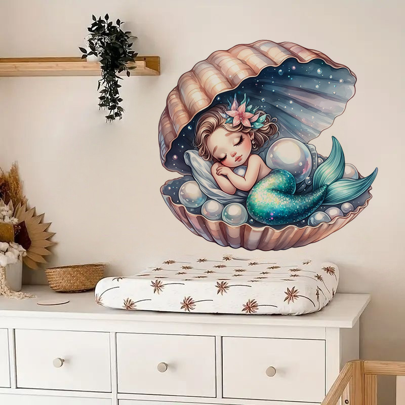 Pretty Mermaid Sticker, Water- - Home Bathroom Wall Tiles ulasan dan harga