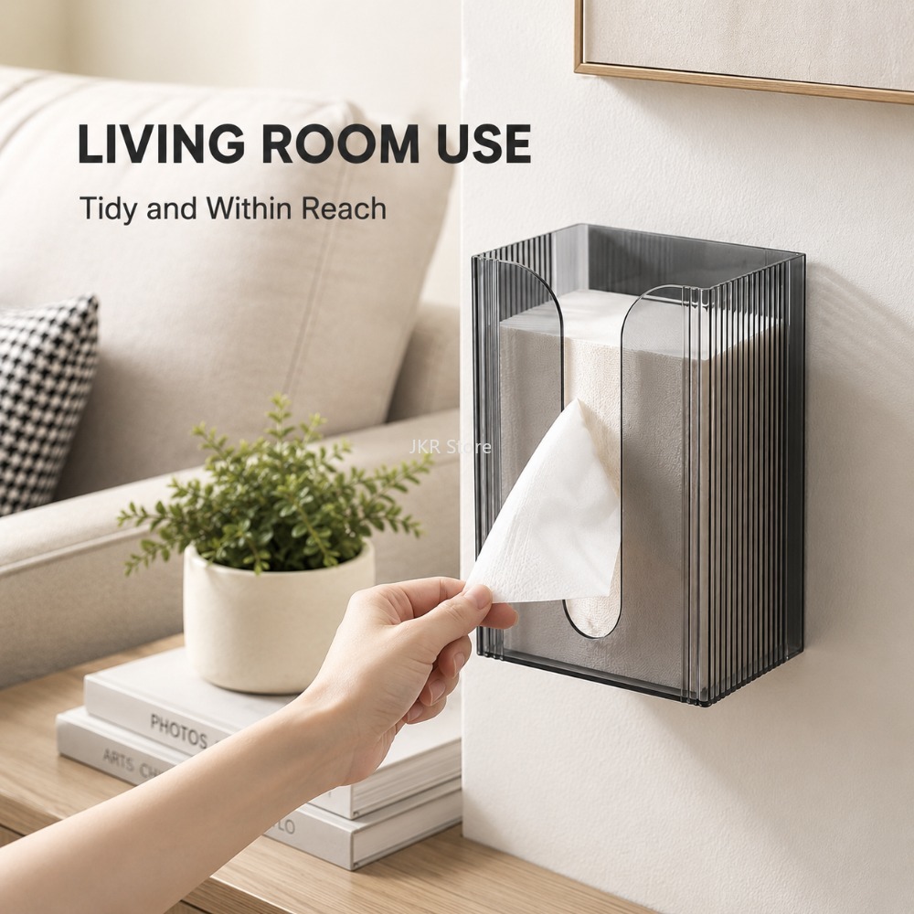 Transparent Wall Mounted Tissu - Home Bathroom Towel Dispenser ulasan dan harga